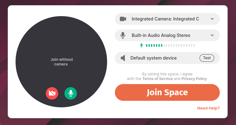 Enable Your Spatial Chat Microphone and Cameera